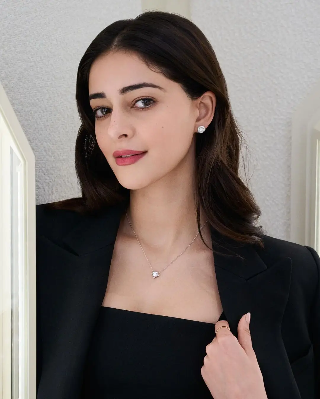 Hindi Actress Ananya Panday In Black Designer Lehenga Choli